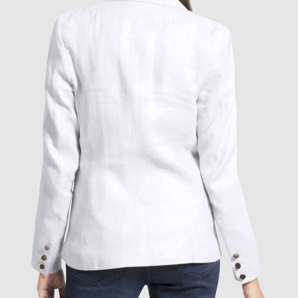 OLGYN Women’s Double Breasted White Linen Blazer - Picture 2 of 4